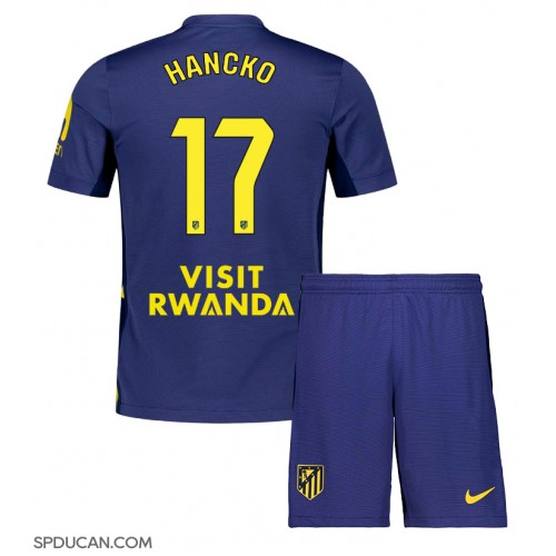 Dječji Nogometni Dres Atletico Madrid David Hancko #17 Gostujuci 2025-26 Kratak Rukav (+ Kratke hlače)